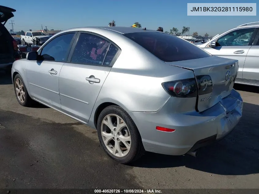 JM1BK32G281115980 2008 Mazda 3 I