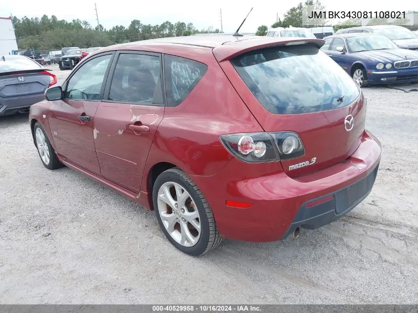 2008 Mazda Mazda3 S Touring VIN: JM1BK343081108021 Lot: 40529958