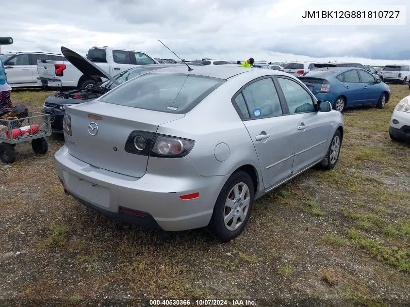 2008 Mazda 3 I VIN: JM1BK12G881810727 Lot: 40530366