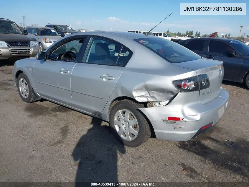 2008 Mazda Mazda3 I Sport VIN: JM1BK32F781130286 Lot: 40539413