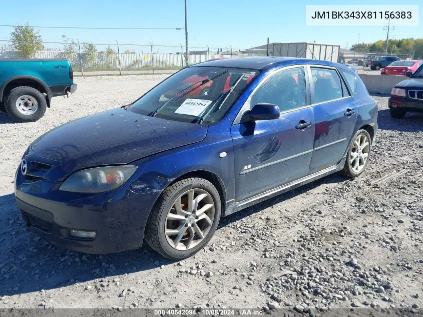 2008 Mazda Mazda3 S Grand Touring VIN: JM1BK343X81156383 Lot: 40542094