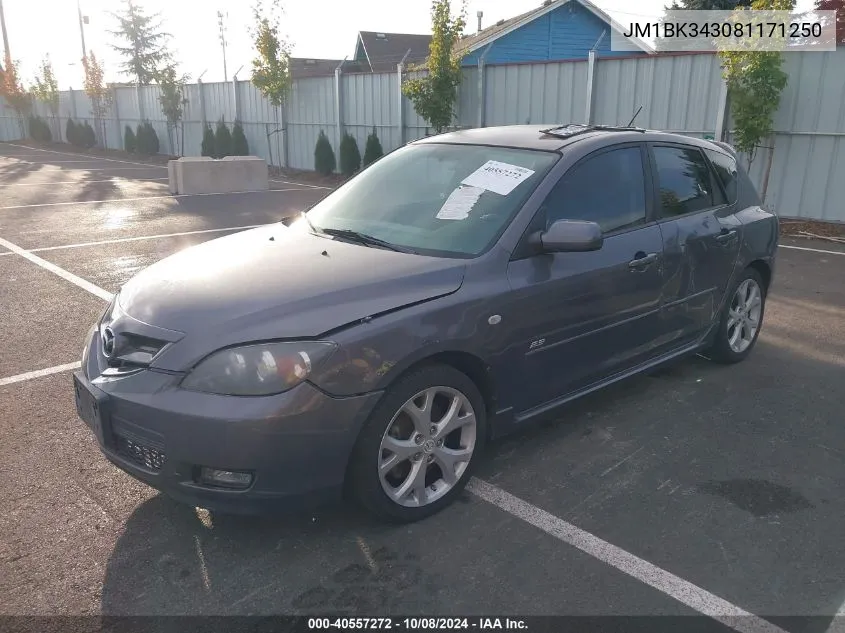 JM1BK343081171250 2008 Mazda Mazda3 S Sport