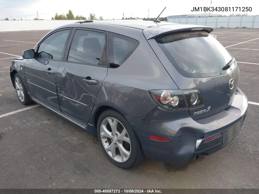 JM1BK343081171250 2008 Mazda Mazda3 S Sport