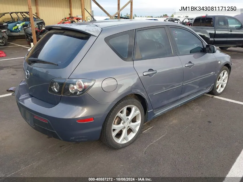 JM1BK343081171250 2008 Mazda Mazda3 S Sport