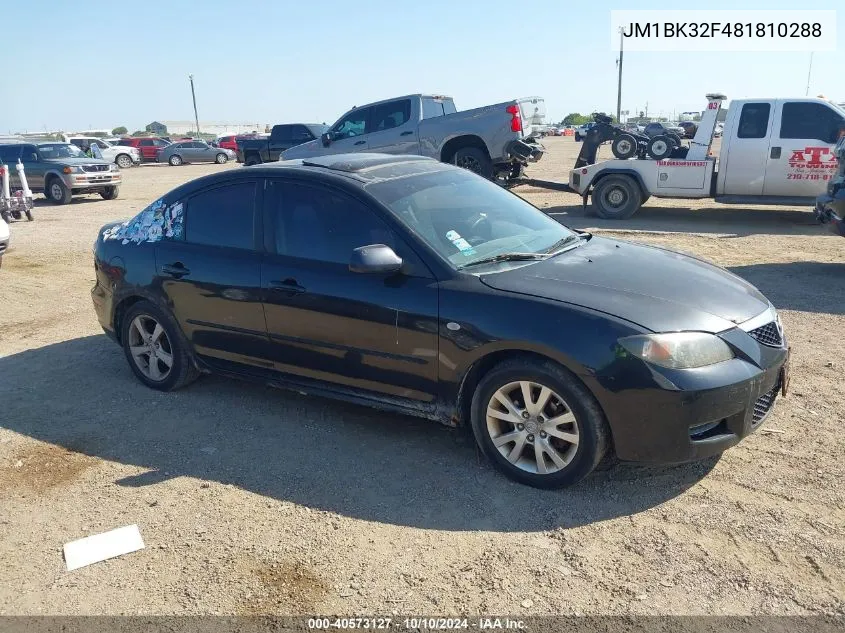 2008 Mazda Mazda3 I VIN: JM1BK32F481810288 Lot: 40573127