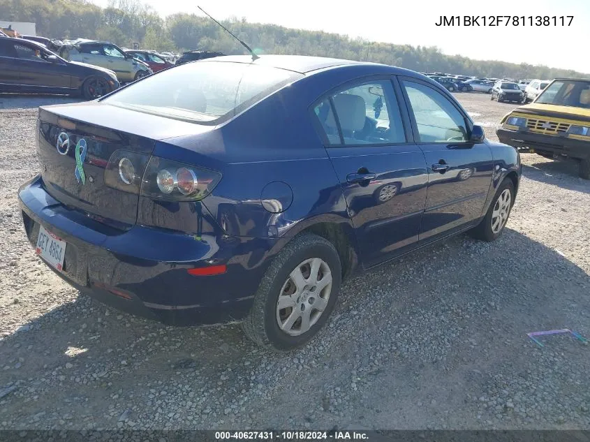 JM1BK12F781138117 2008 Mazda Mazda3 I Sport