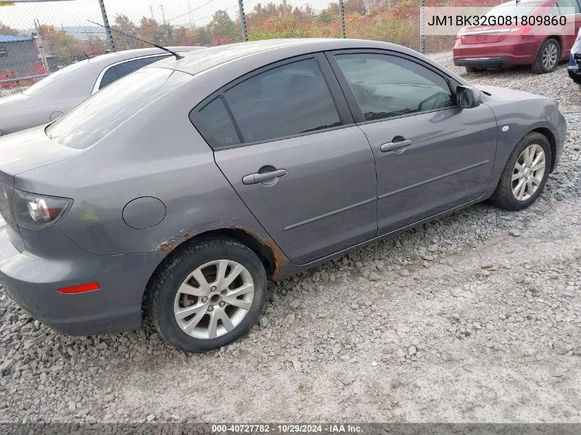 2008 Mazda 3 I VIN: JM1BK32G081809860 Lot: 40727782