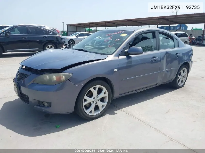 2009 Mazda Mazda3 I VIN: JM1BK32FX91192735 Lot: 40009251