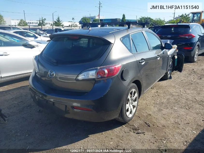 2010 Mazda 3 I VIN: JM1BL1HF3A1151540 Lot: 12062171