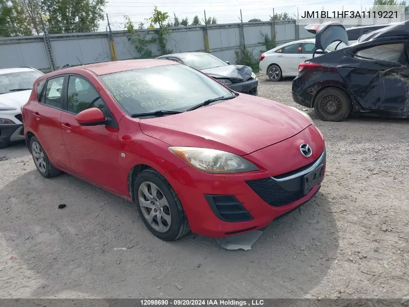 2010 Mazda Mazda3 VIN: JM1BL1HF3A1119221 Lot: 12098690