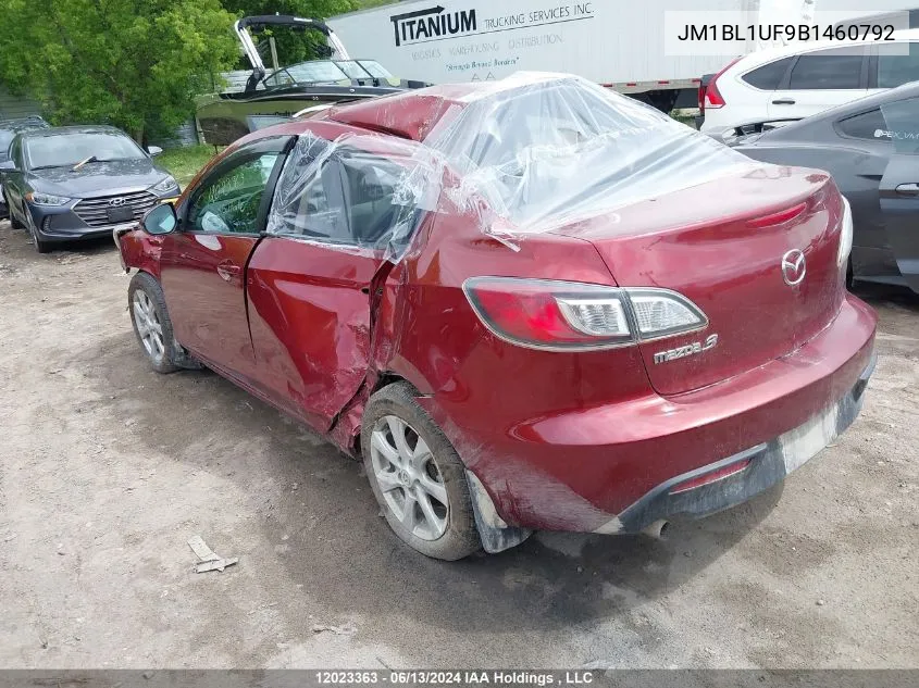 2011 Mazda Mazda3 VIN: JM1BL1UF9B1460792 Lot: 12023363