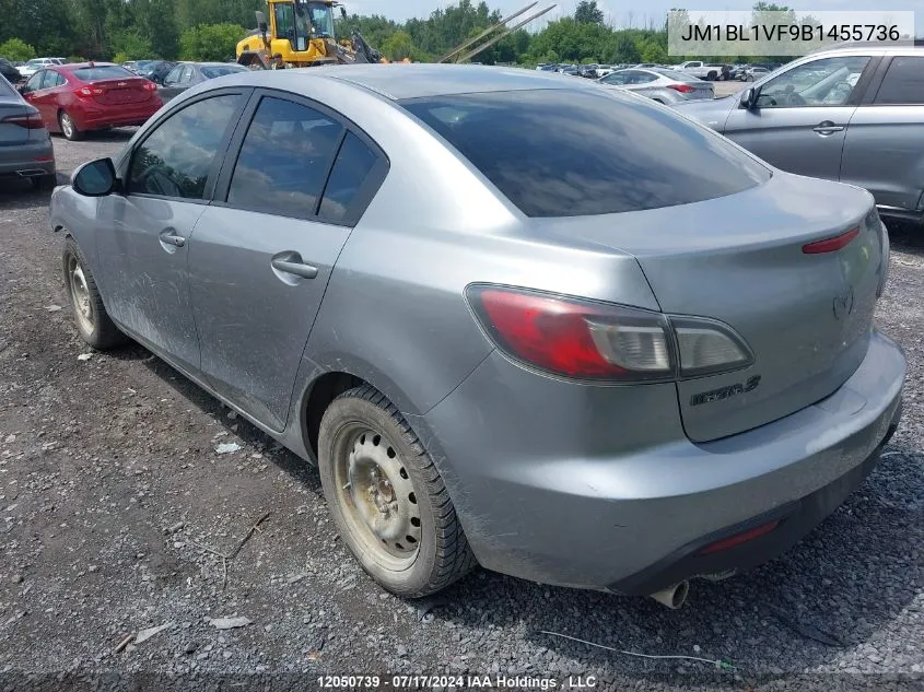 2011 Mazda 3 VIN: JM1BL1VF9B1455736 Lot: 12050739