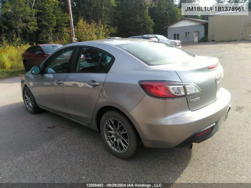 2011 Mazda 3 I VIN: JM1BL1UF1B1378961 Lot: 12058482