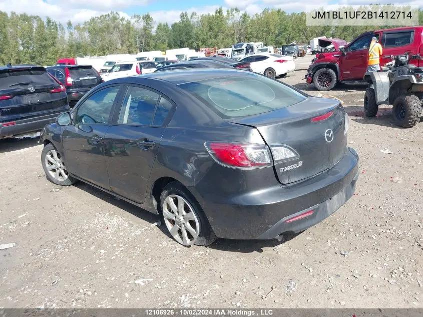 2011 Mazda Mazda3 VIN: JM1BL1UF2B1412714 Lot: 12106926