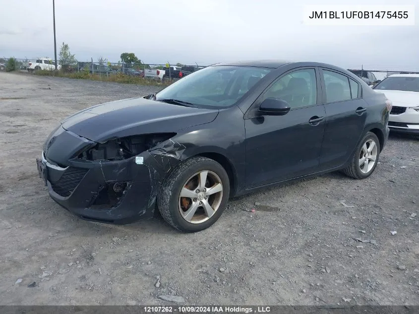 2011 Mazda Mazda3 VIN: JM1BL1UF0B1475455 Lot: 12107262