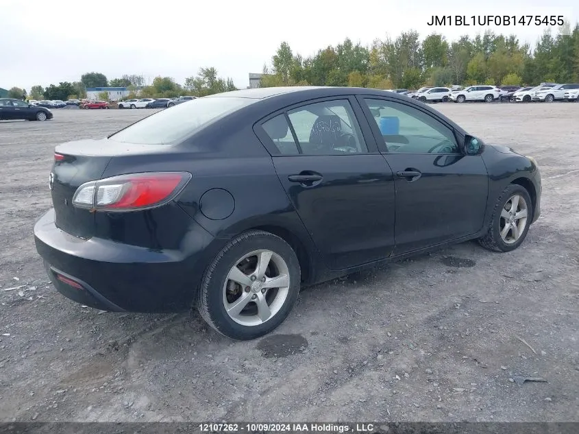 2011 Mazda Mazda3 VIN: JM1BL1UF0B1475455 Lot: 12107262