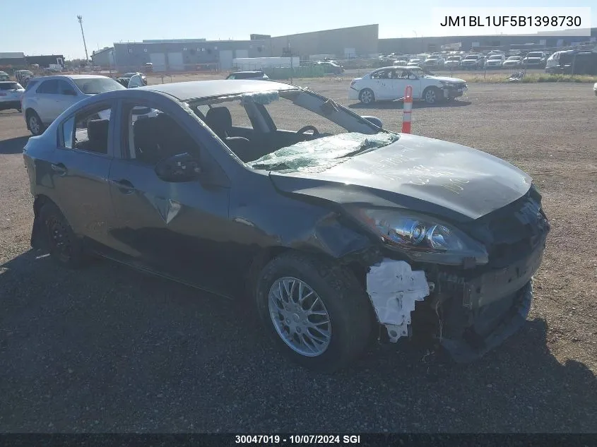 2011 Mazda Mazda3 VIN: JM1BL1UF5B1398730 Lot: 30047019