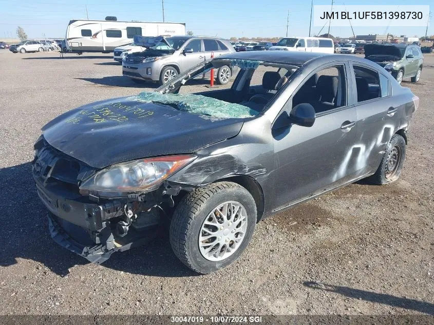 2011 Mazda Mazda3 VIN: JM1BL1UF5B1398730 Lot: 30047019