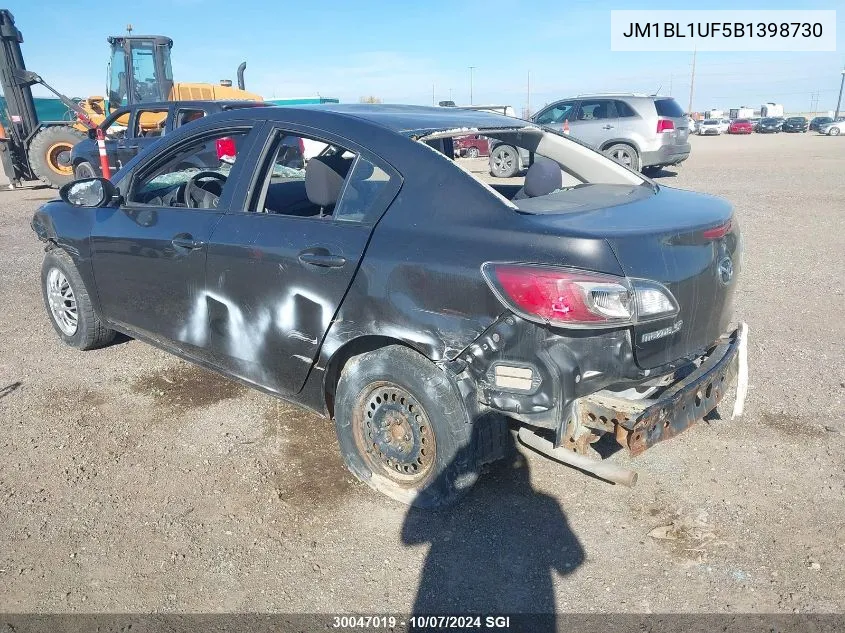 2011 Mazda Mazda3 VIN: JM1BL1UF5B1398730 Lot: 30047019