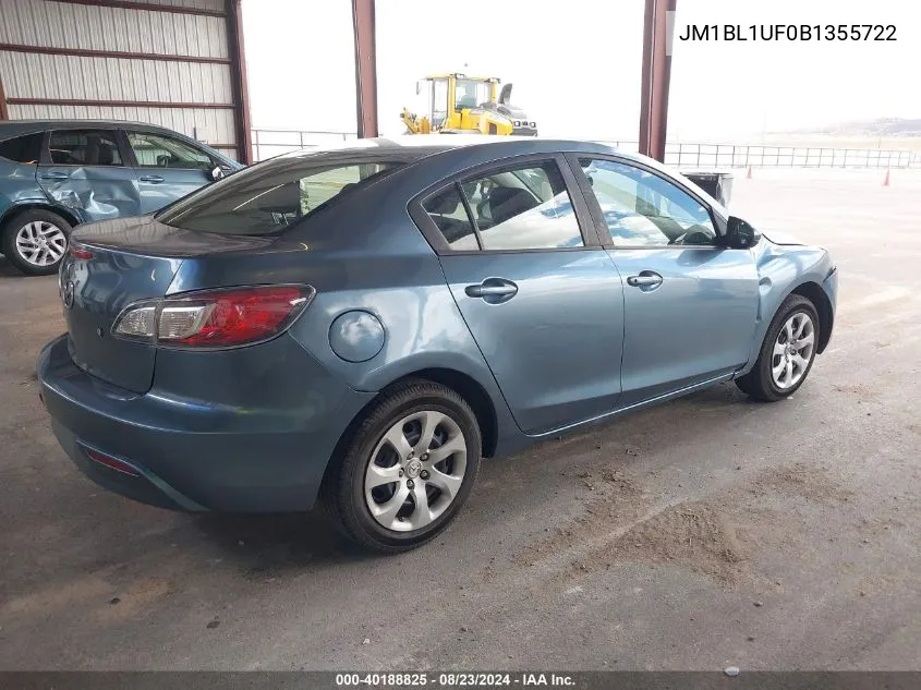 2011 Mazda Mazda3 I Sport VIN: JM1BL1UF0B1355722 Lot: 40188825