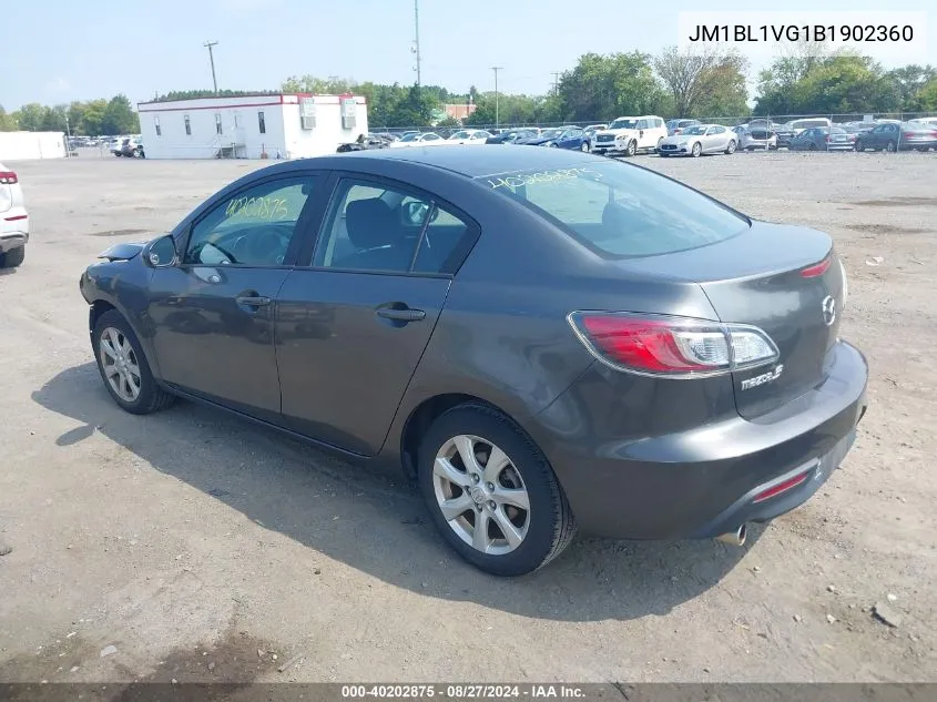 2011 Mazda Mazda3 I Touring VIN: JM1BL1VG1B1902360 Lot: 40202875