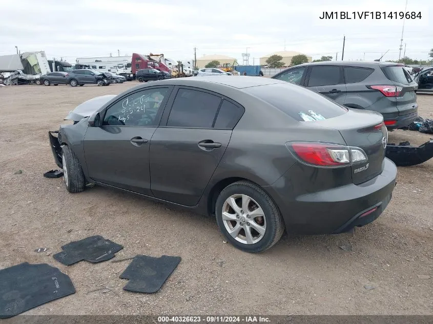 2011 Mazda 3 I VIN: JM1BL1VF1B1419684 Lot: 40326623