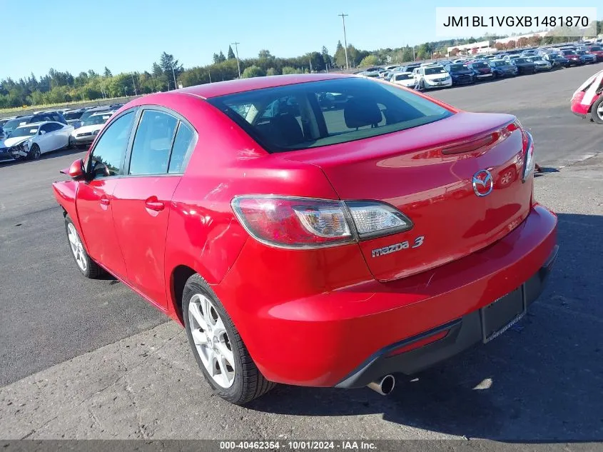 2011 Mazda Mazda3 I Touring VIN: JM1BL1VGXB1481870 Lot: 40462354