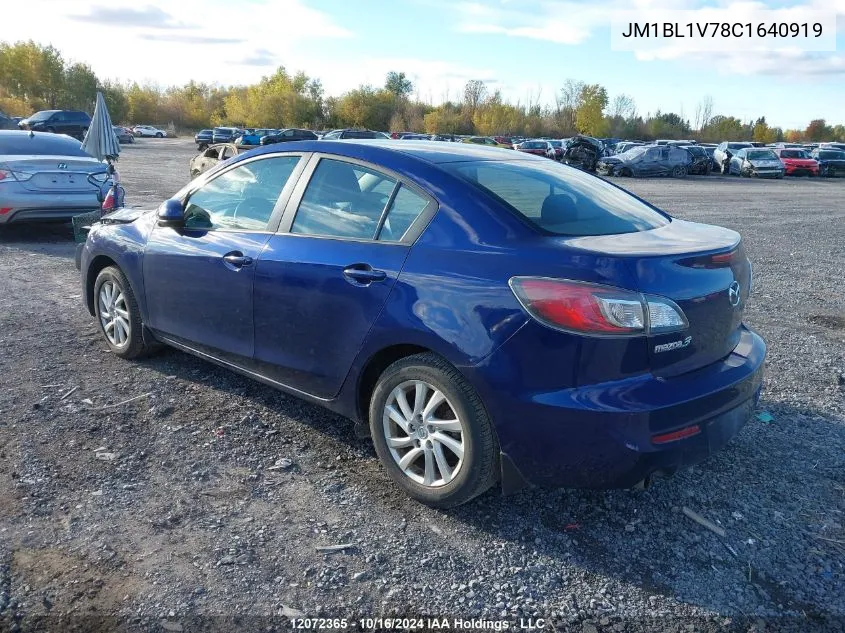 2012 Mazda 3 I VIN: JM1BL1V78C1640919 Lot: 12072365