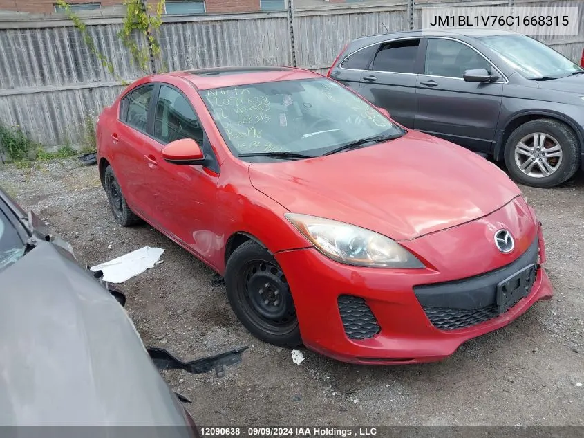 2012 Mazda 3 I VIN: JM1BL1V76C1668315 Lot: 12090638