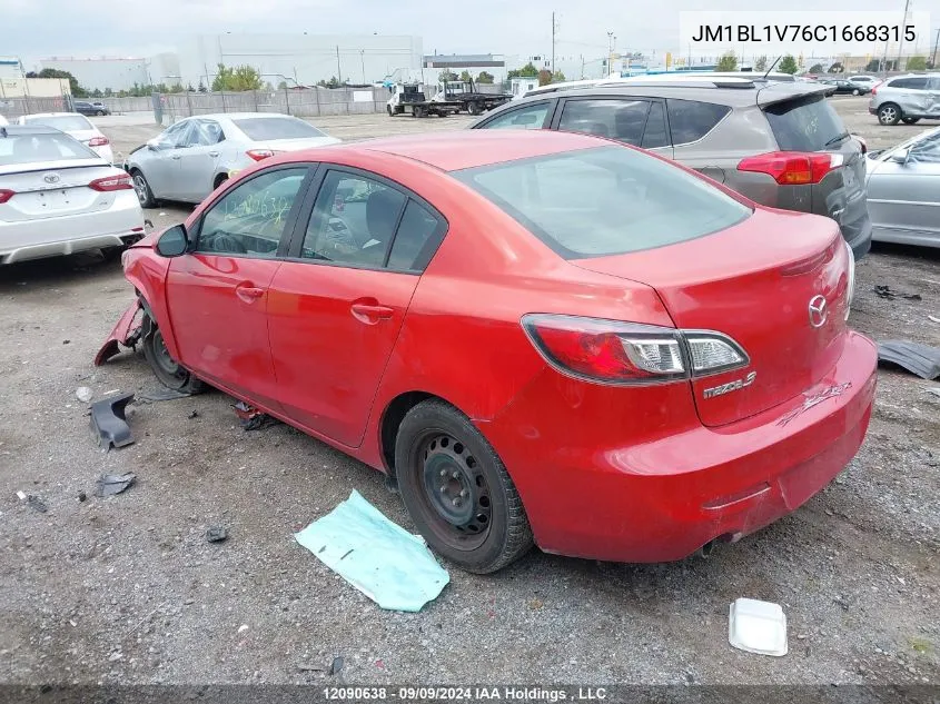 2012 Mazda 3 I VIN: JM1BL1V76C1668315 Lot: 12090638