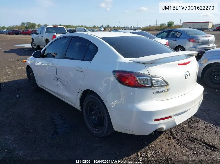 2012 Mazda Mazda3 VIN: JM1BL1V70C1622270 Lot: 12112502