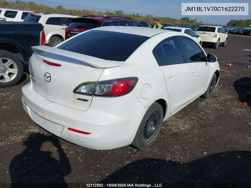 2012 Mazda Mazda3 VIN: JM1BL1V70C1622270 Lot: 12112502