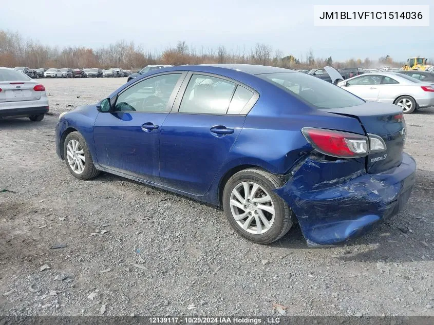 2012 Mazda Mazda3 VIN: JM1BL1VF1C1514036 Lot: 12139117