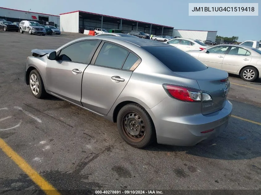 2012 Mazda 3 I VIN: JM1BL1UG4C1519418 Lot: 40278691