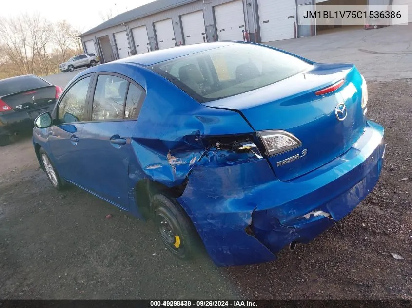 2012 Mazda Mazda3 VIN: JM1BL1V75C1536386 Lot: 40298430