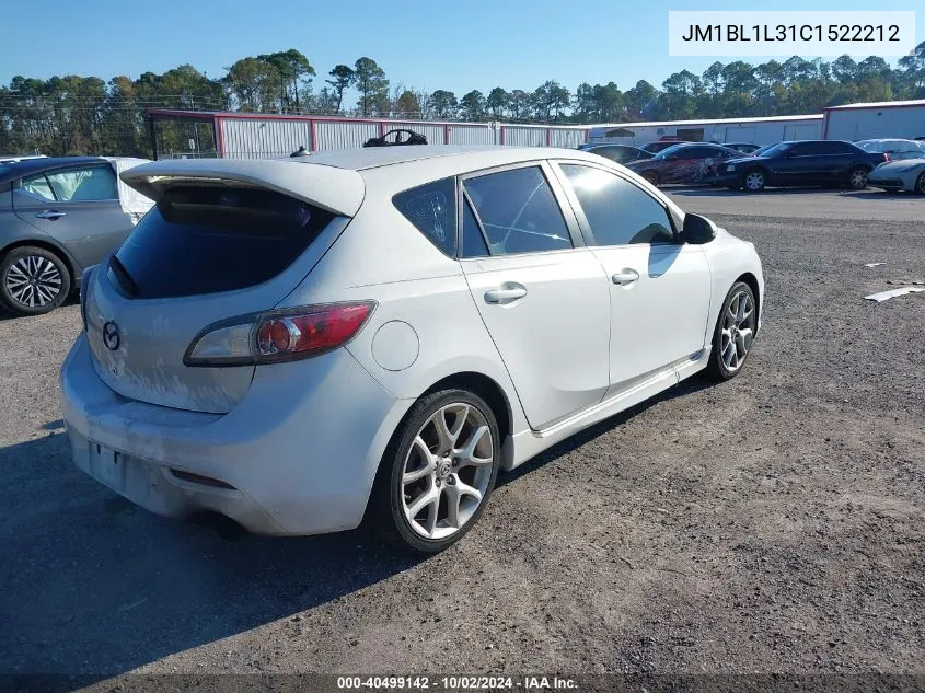 2012 Mazda Mazdaspeed3 Touring VIN: JM1BL1L31C1522212 Lot: 40499142