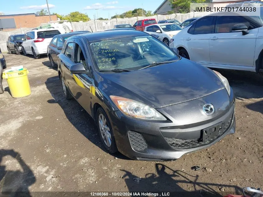 2013 Mazda Mazda3 VIN: JM1BL1KF7D1744038 Lot: 12100360