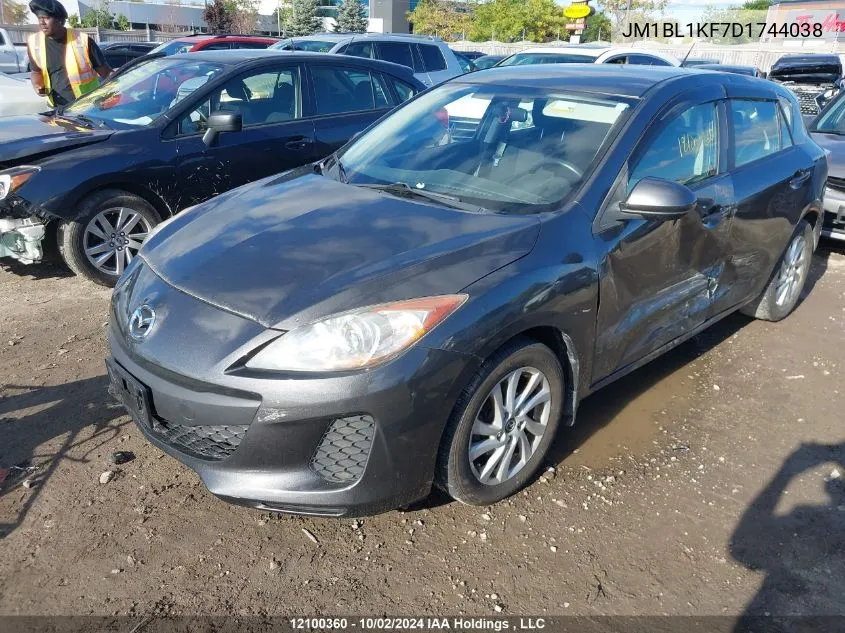 2013 Mazda Mazda3 VIN: JM1BL1KF7D1744038 Lot: 12100360