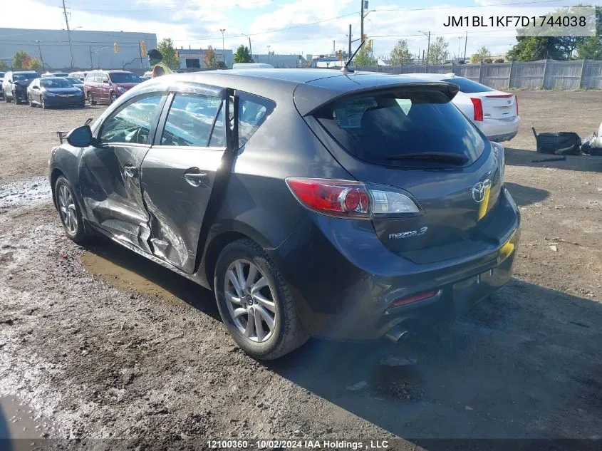 2013 Mazda Mazda3 VIN: JM1BL1KF7D1744038 Lot: 12100360