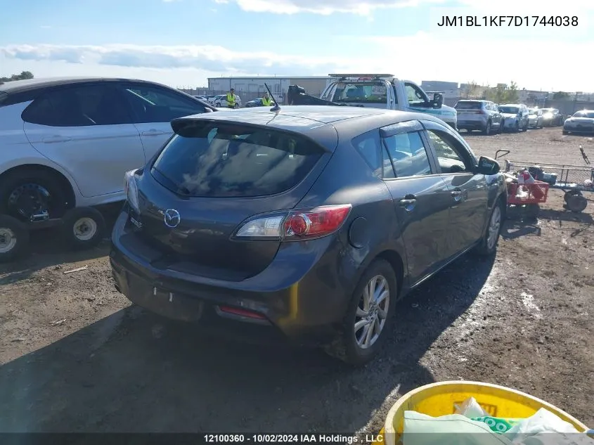 2013 Mazda Mazda3 VIN: JM1BL1KF7D1744038 Lot: 12100360