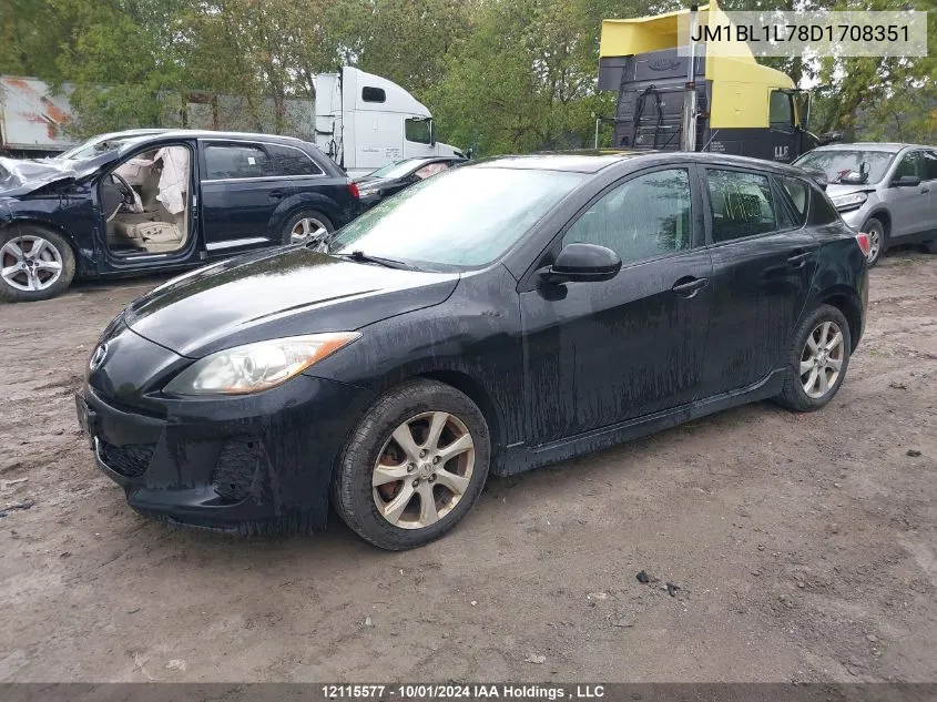 2013 Mazda Mazda3 VIN: JM1BL1L78D1708351 Lot: 12115577