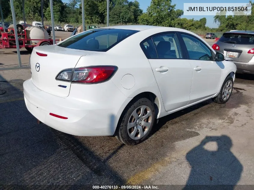 2013 Mazda 3 I VIN: JM1BL1UP0D1851504 Lot: 40276133