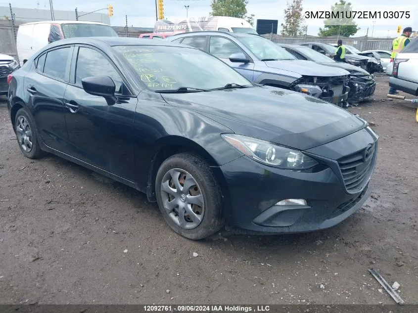 2014 Mazda Mazda3 VIN: 3MZBM1U72EM103075 Lot: 12092761