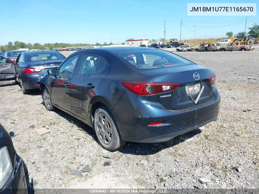 2014 Mazda Mazda3 VIN: JM1BM1U77E1165670 Lot: 12094642