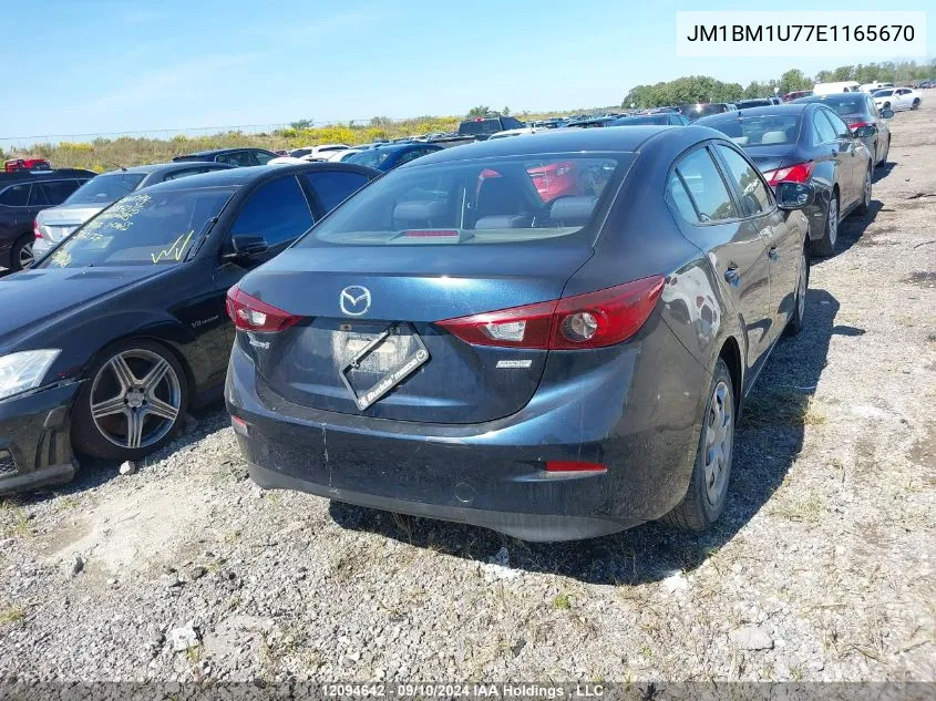 2014 Mazda Mazda3 VIN: JM1BM1U77E1165670 Lot: 12094642