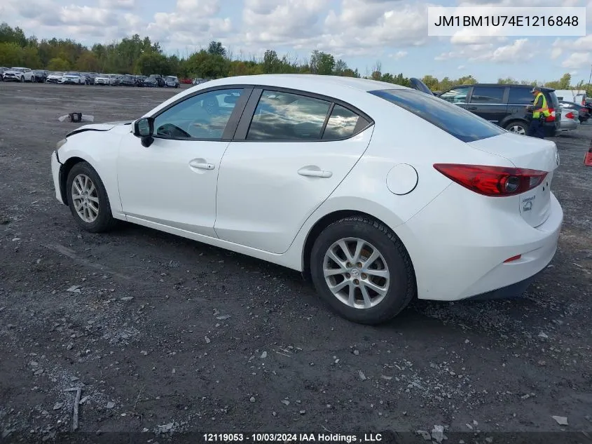 2014 Mazda Mazda3 VIN: JM1BM1U74E1216848 Lot: 12119053