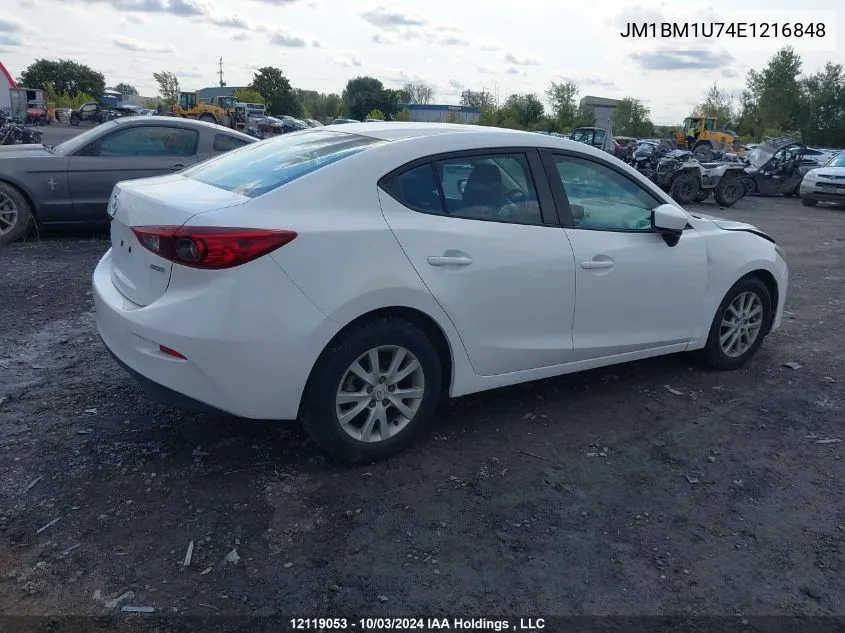 2014 Mazda Mazda3 VIN: JM1BM1U74E1216848 Lot: 12119053