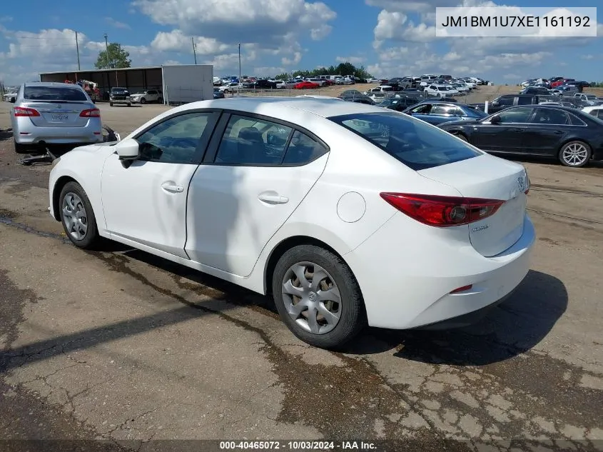 2014 Mazda Mazda3 I Sport VIN: JM1BM1U7XE1161192 Lot: 40465072