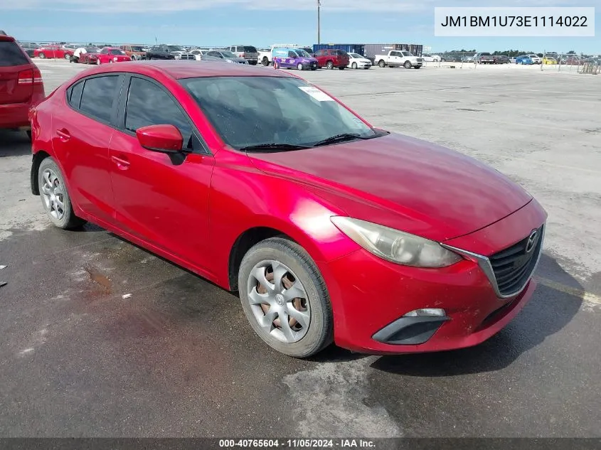 2014 Mazda Mazda3 I Sport VIN: JM1BM1U73E1114022 Lot: 40765604