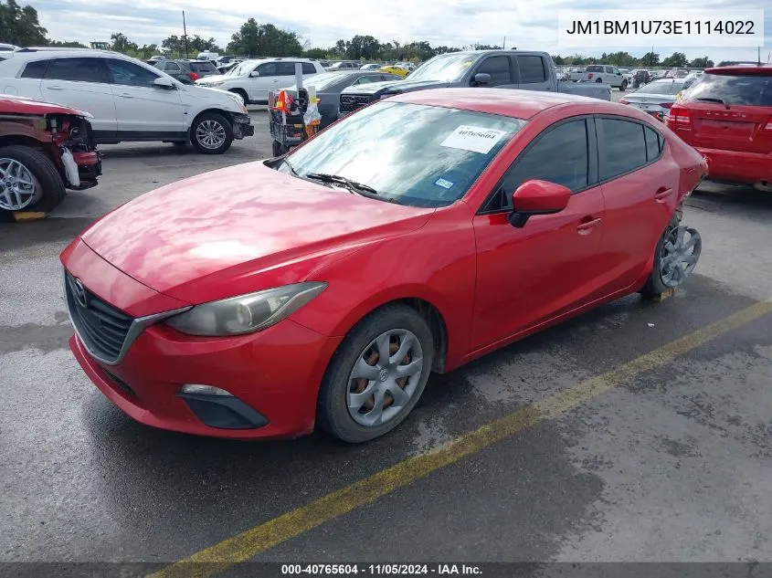 2014 Mazda Mazda3 I Sport VIN: JM1BM1U73E1114022 Lot: 40765604